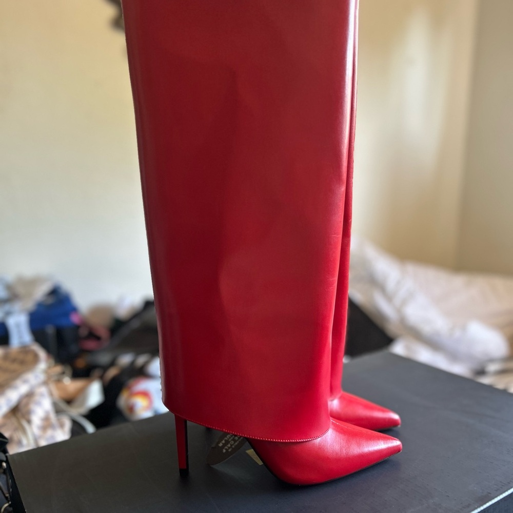 INC International Concepts Red Heeled Boots with Stiletto